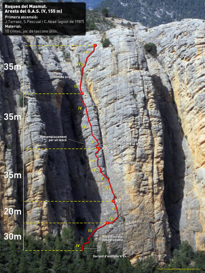 Ressenya de la via Aresta del G.A.S. a les roques del Masmut